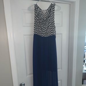 Cowl neck royal blue dress